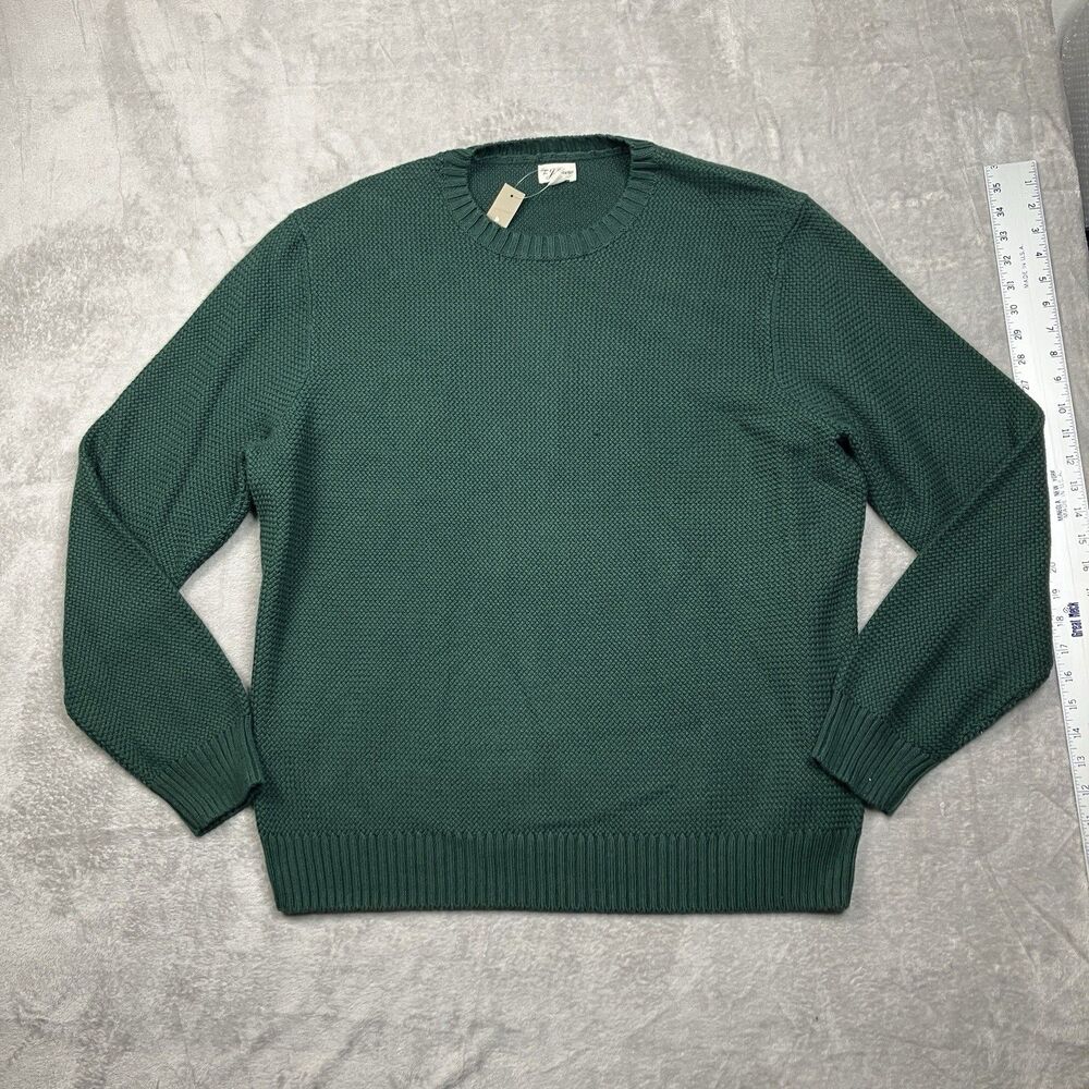 J Crew Sweater Mens S Green Crewneck Premium Basket-stitch Business Casual - Picture 4 of 16